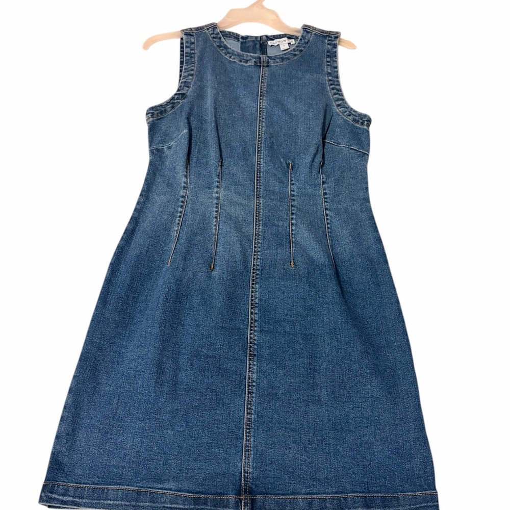 Sleeveless Denim Midi Dress in Blue